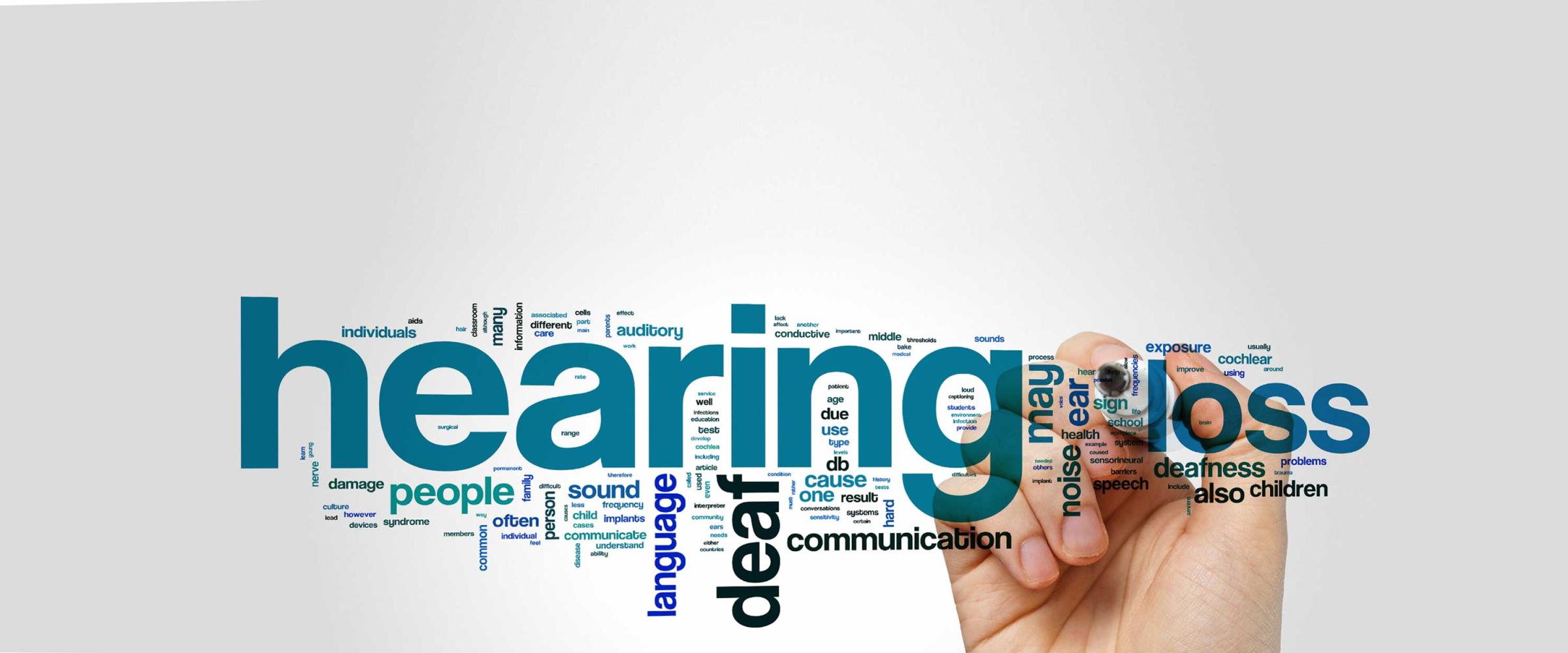 Photo of a word collage relating to hearing