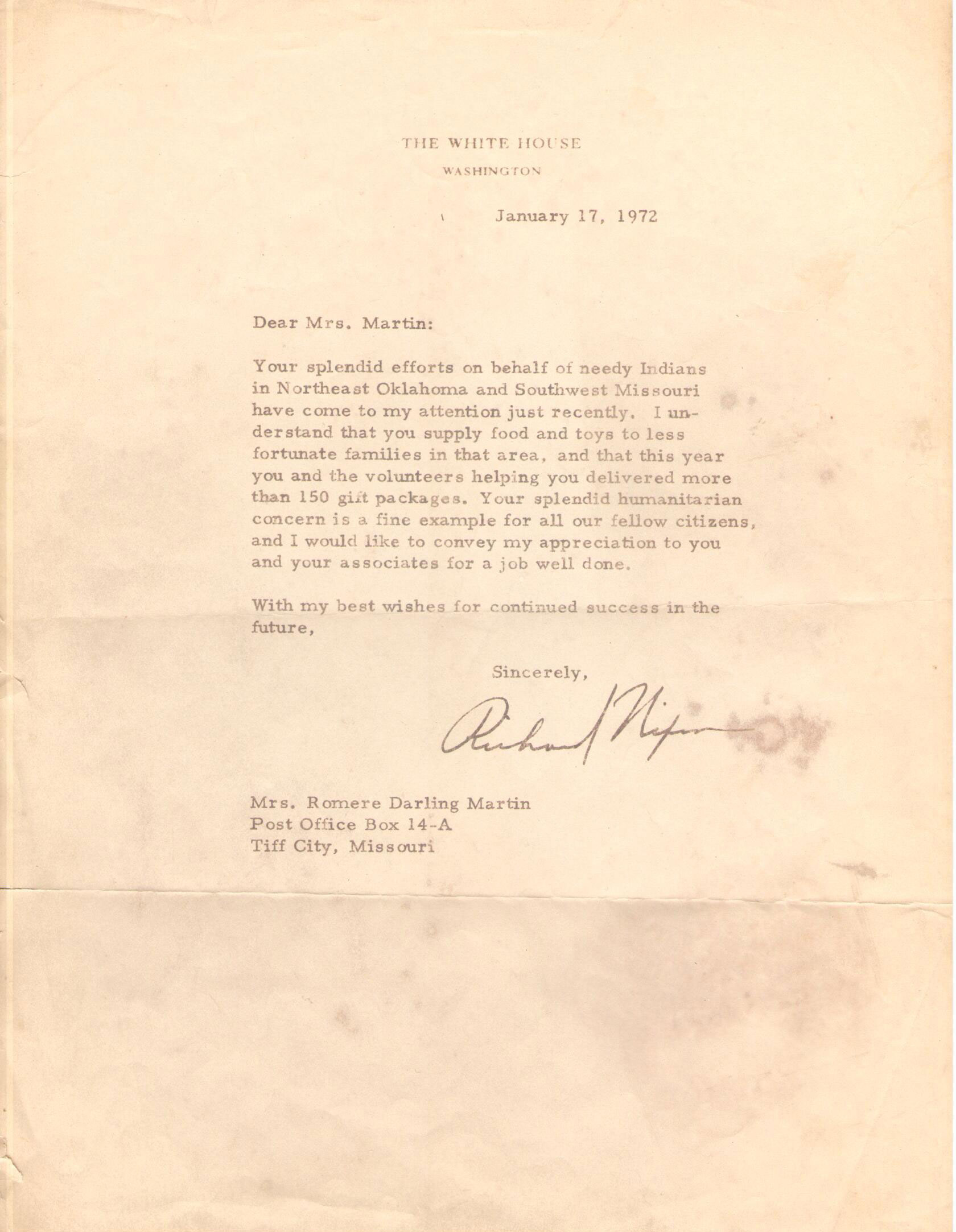 Richard Nixon Letter