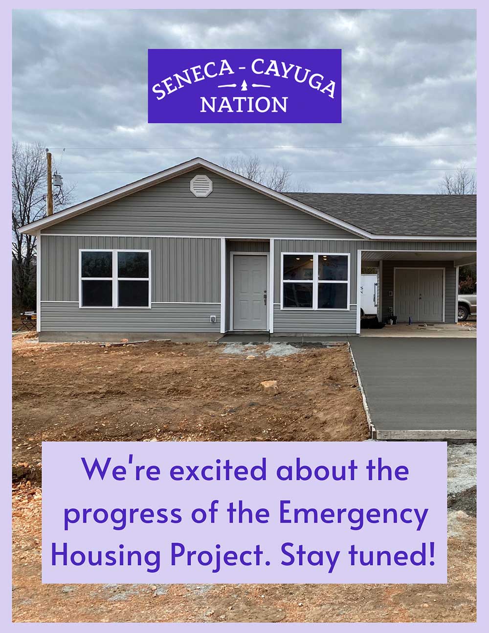 We're excited about the progress of the Emergency Housing project. Stay tuned!