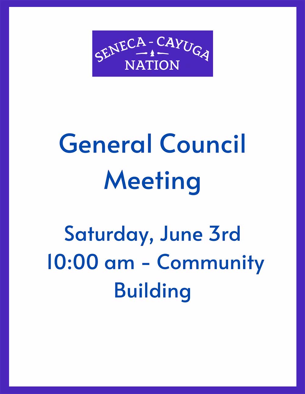 General Council Meeting Saturday, June 3rd