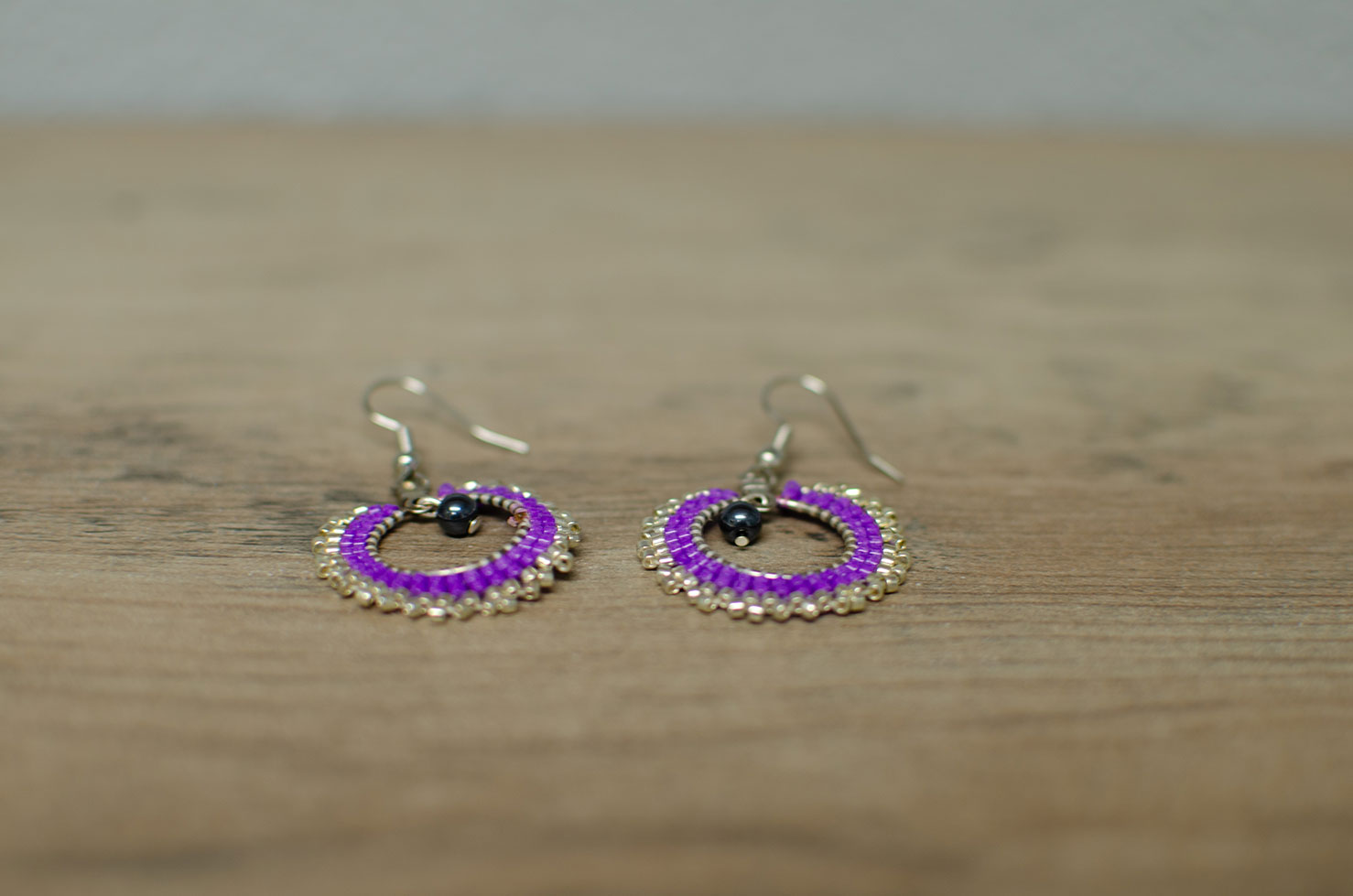 Photo of purple beaded earrings