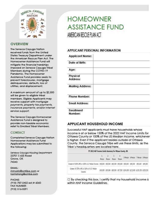 Homeowner Assistance Fund Program Application
