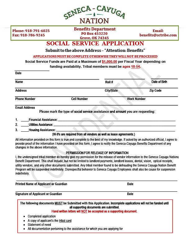 Social Service Claim Form 2023