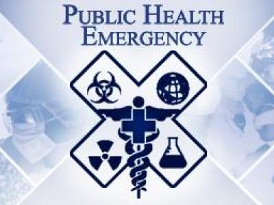 Graphic with text "Public Health Emergency"