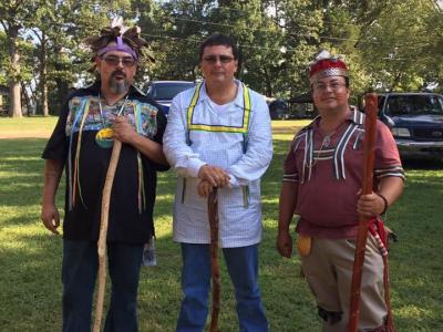 Charlie Diebold with Faith Keepers Vince Gonzalez and William Tarrant