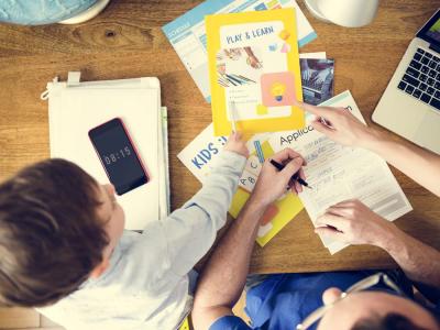 image of a parent and child during homeschooling