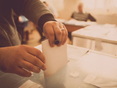 image of voter submitting ballot